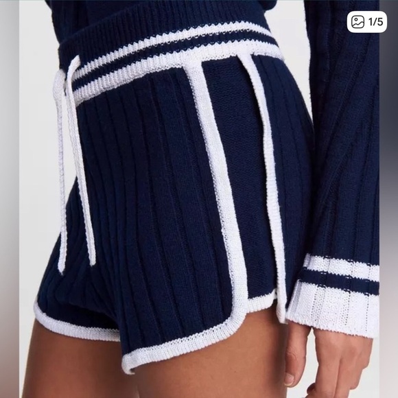 rag & bone Pants - Rag & Bone Dark Blue‎ and White Knit Shorts
